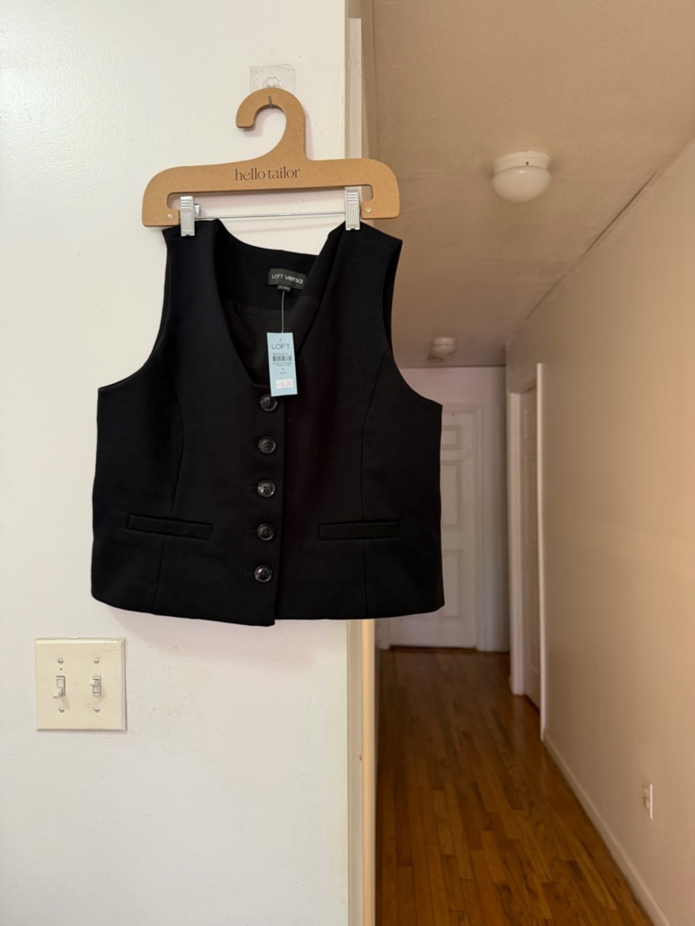 LOFT Black Tailored Button-Front Vest